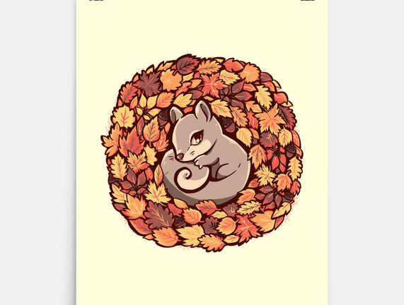 Squirrel Upon Autumn Leaves