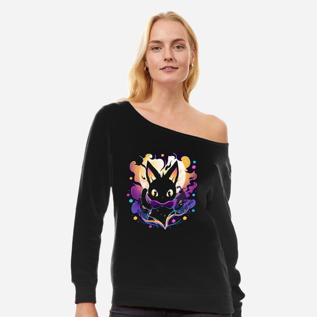 Cat Witched-Womens-Off Shoulder-Sweatshirt-Vallina84