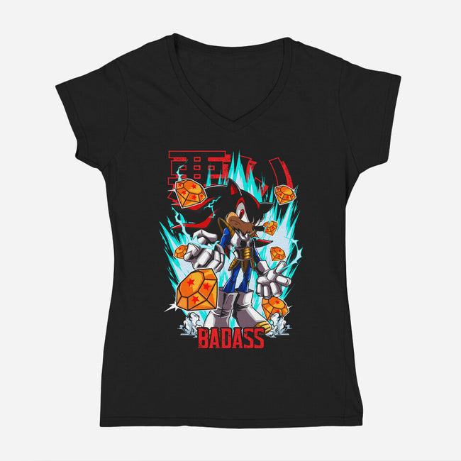 Hedgehog Badass-Womens-V-Neck-Tee-Diego Oliver