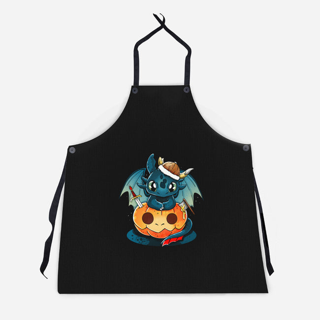 Dragon Pumpkin-Unisex-Kitchen-Apron-Vallina84