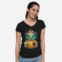 Voodoo Pumpkin-Womens-V-Neck-Tee-Vallina84