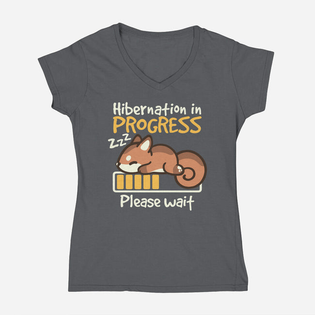 Hibernation In Progress Squirrel-Womens-V-Neck-Tee-NemiMakeit