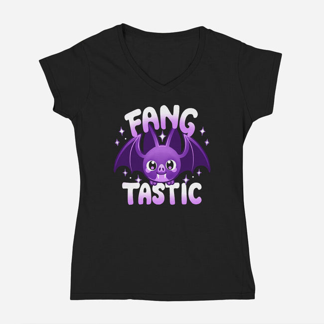 Spooky And Fangtastic-Womens-V-Neck-Tee-Vallina84