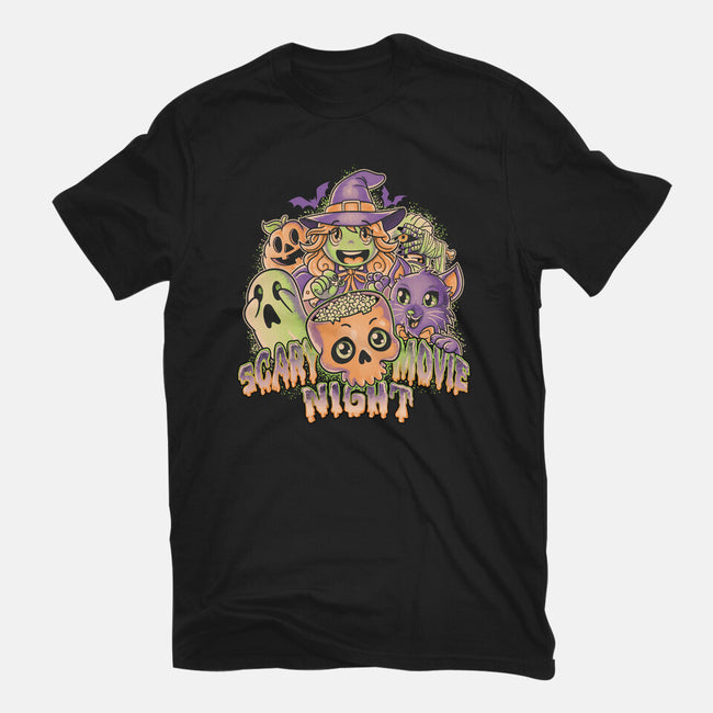 Scary Movie Night-Mens-Basic-Tee-Skullpy