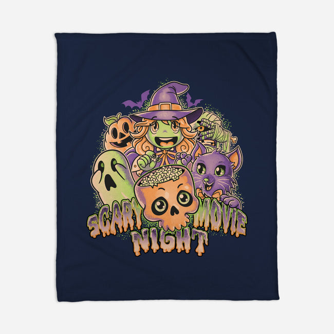 Scary Movie Night-None-Fleece-Blanket-Skullpy