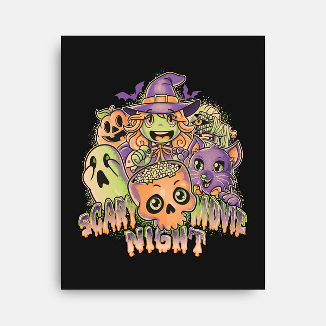 Scary Movie Night-None-Stretched-Canvas-Skullpy