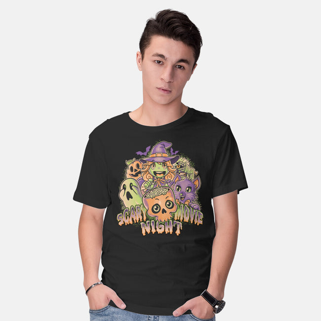 Scary Movie Night-Mens-Basic-Tee-Skullpy