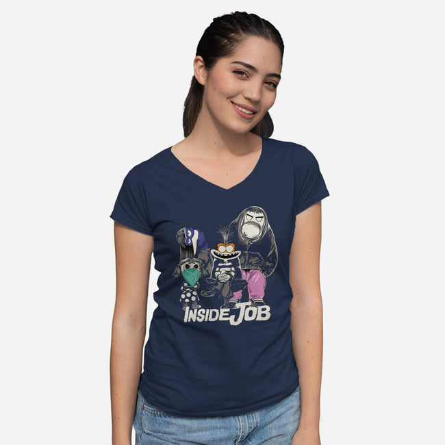 Inside Job-Womens-V-Neck-Tee-alfbocreative