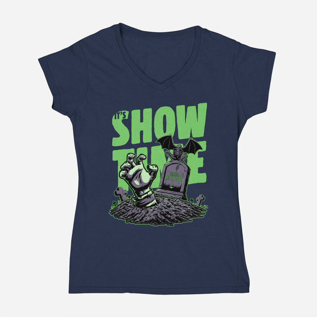 Beetle Graveyard Showtime-Womens-V-Neck-Tee-Studio Mootant