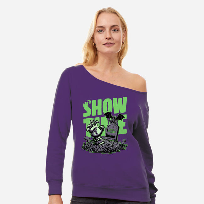 Beetle Graveyard Showtime-Womens-Off Shoulder-Sweatshirt-Studio Mootant