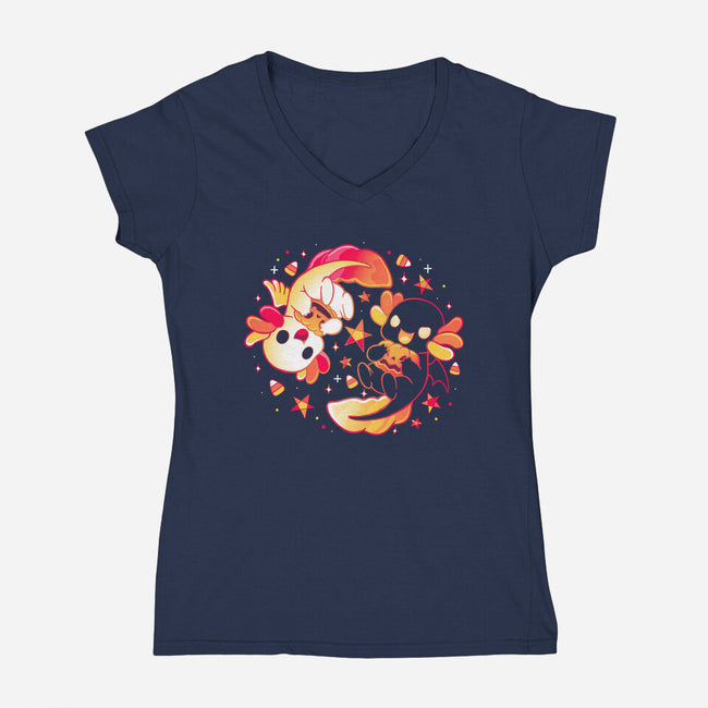 Halloween A-lotl-Womens-V-Neck-Tee-Vallina84