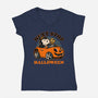 Spooky Beagle Car-Womens-V-Neck-Tee-Studio Mootant