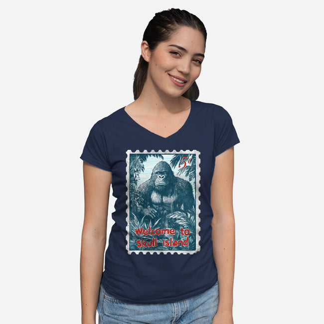 Welcome To Skull Island-Womens-V-Neck-Tee-kharmazero