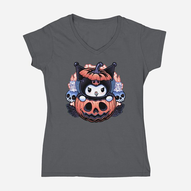 Cute Little Pumpkin-Womens-V-Neck-Tee-glitchygorilla