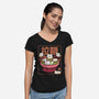 Neko And Ramen-Womens-V-Neck-Tee-Astrobot Invention