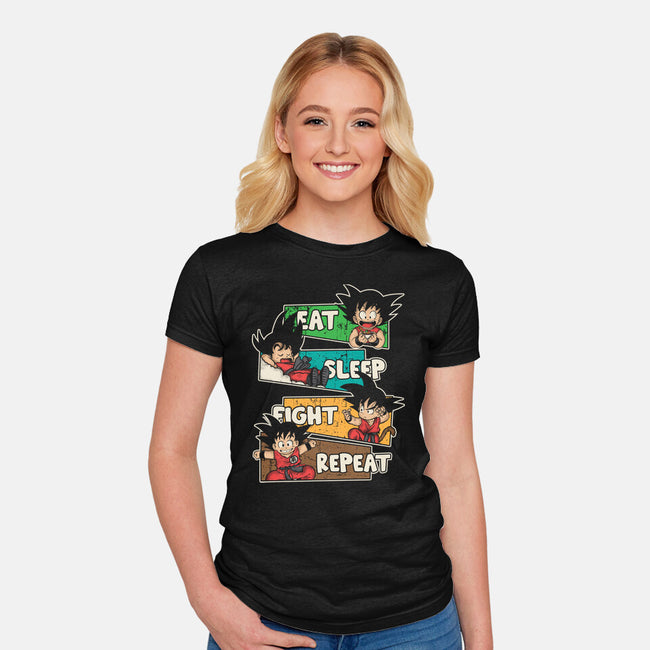 Eat Sleep Fight Repeat-Womens-Fitted-Tee-turborat14