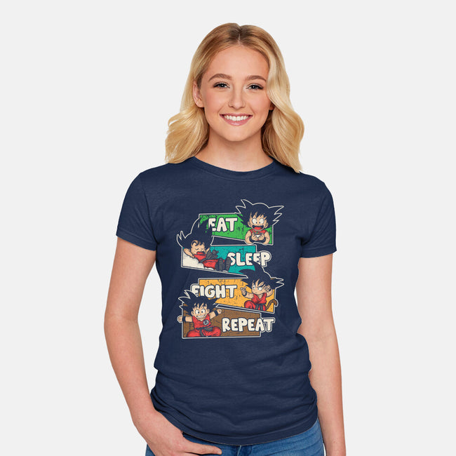 Eat Sleep Fight Repeat-Womens-Fitted-Tee-turborat14