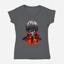 One-Eyed King-Womens-V-Neck-Tee-hypertwenty