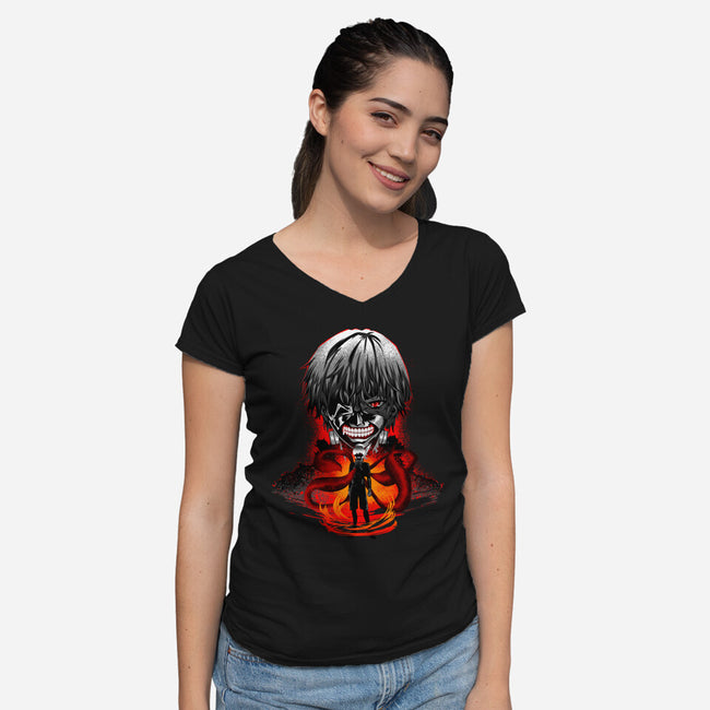 One-Eyed King-Womens-V-Neck-Tee-hypertwenty