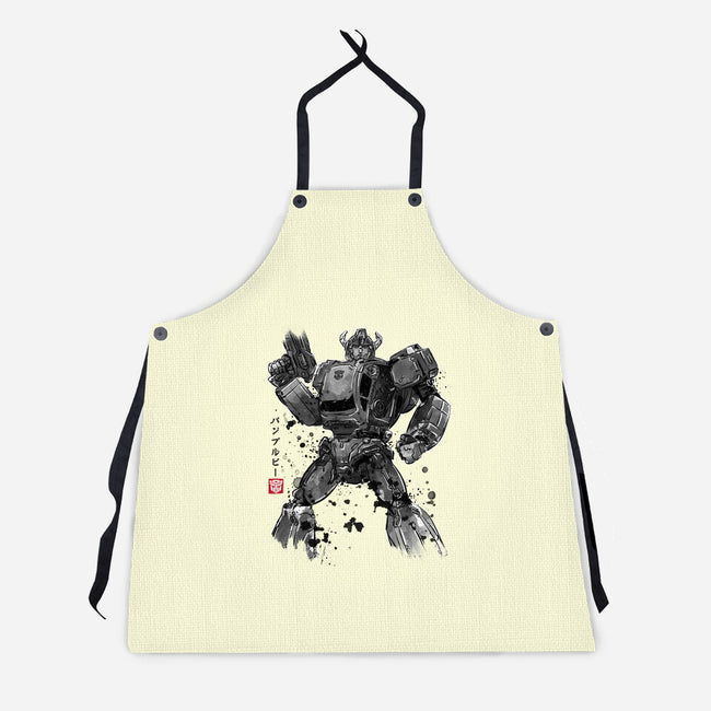 Yellow Bumble Sumi-e-Unisex-Kitchen-Apron-DrMonekers