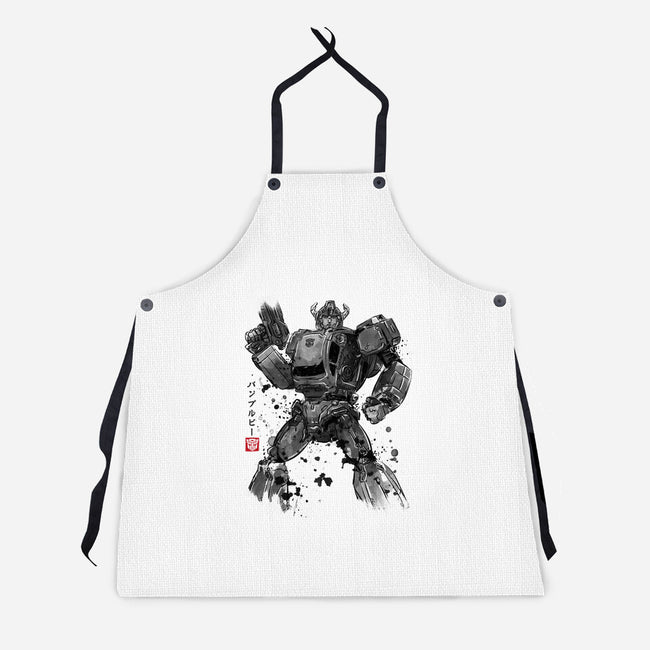 Yellow Bumble Sumi-e-Unisex-Kitchen-Apron-DrMonekers