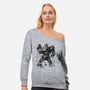 Yellow Bumble Sumi-e-Womens-Off Shoulder-Sweatshirt-DrMonekers