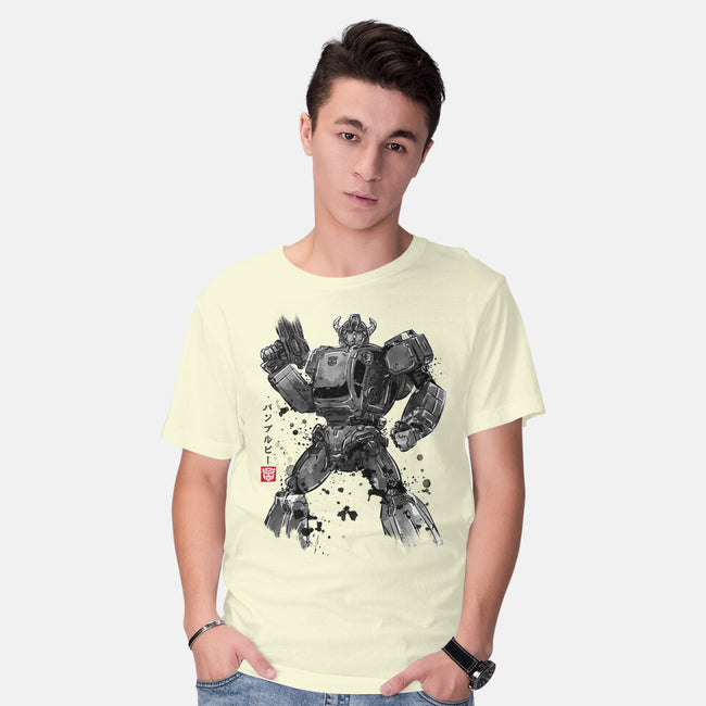 Yellow Bumble Sumi-e-Mens-Basic-Tee-DrMonekers