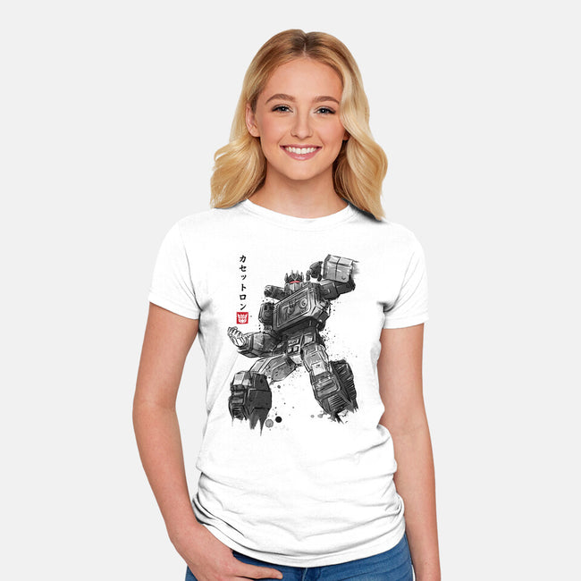 Microcassette Recorder Sumi-e-Womens-Fitted-Tee-DrMonekers