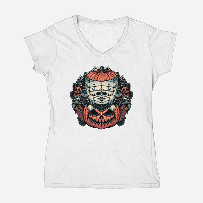 Cute Little Pinhead-Womens-V-Neck-Tee-glitchygorilla