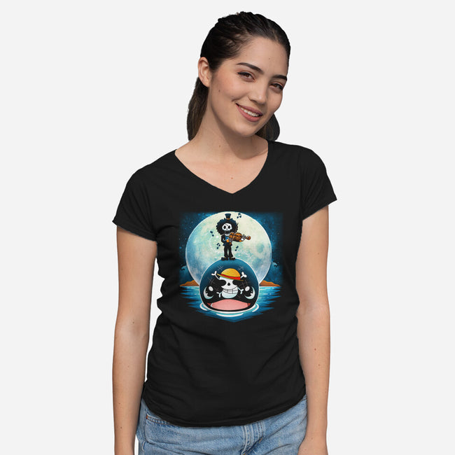 Violin Whale-Womens-V-Neck-Tee-Vallina84