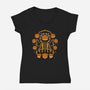 Halloween Pumpkin God-Womens-V-Neck-Tee-Studio Mootant