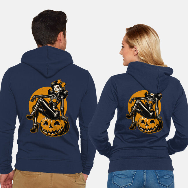 Halloween Pinup-Unisex-Zip-Up-Sweatshirt-Studio Mootant