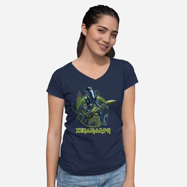 Xenomorph Maiden-Womens-V-Neck-Tee-Samuel