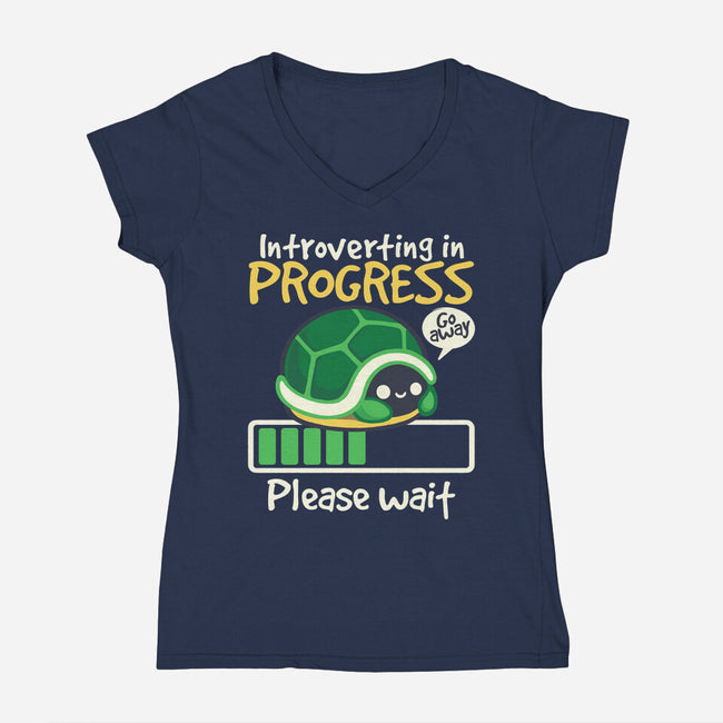 Turtle Introverting-Womens-V-Neck-Tee-NemiMakeit