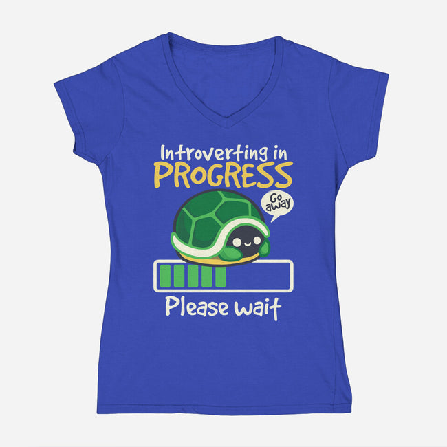 Turtle Introverting-Womens-V-Neck-Tee-NemiMakeit