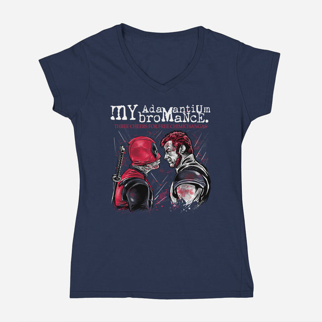 My Adamantium Bromance-Womens-V-Neck-Tee-zascanauta