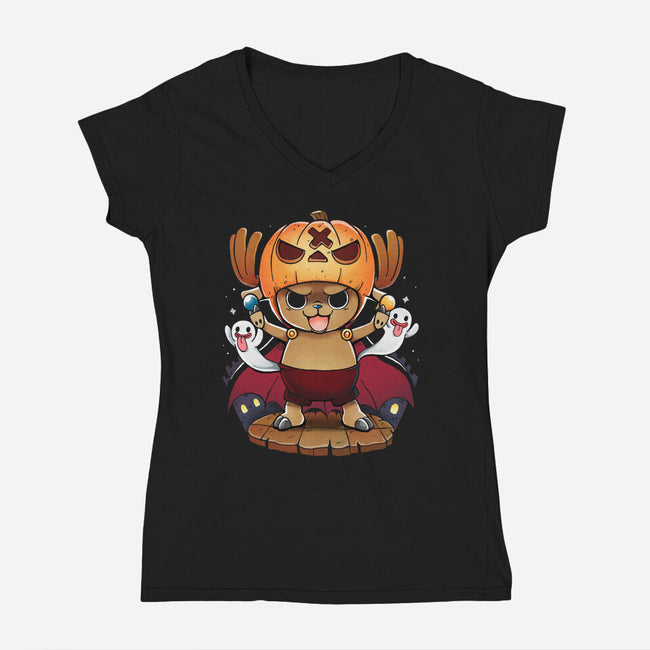 Halloween Cute Deer-Womens-V-Neck-Tee-Vallina84