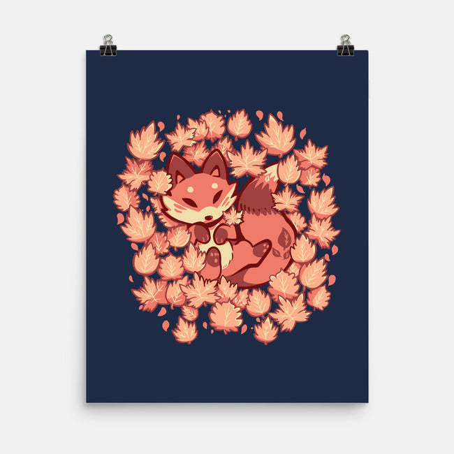 Autumn Leaf Fox-None-Matte-Poster-TechraNova