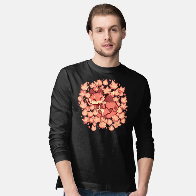 Autumn Leaf Fox-Mens-Long Sleeved-Tee-TechraNova