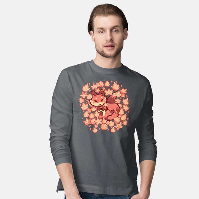 Autumn Leaf Fox-Mens-Long Sleeved-Tee-TechraNova