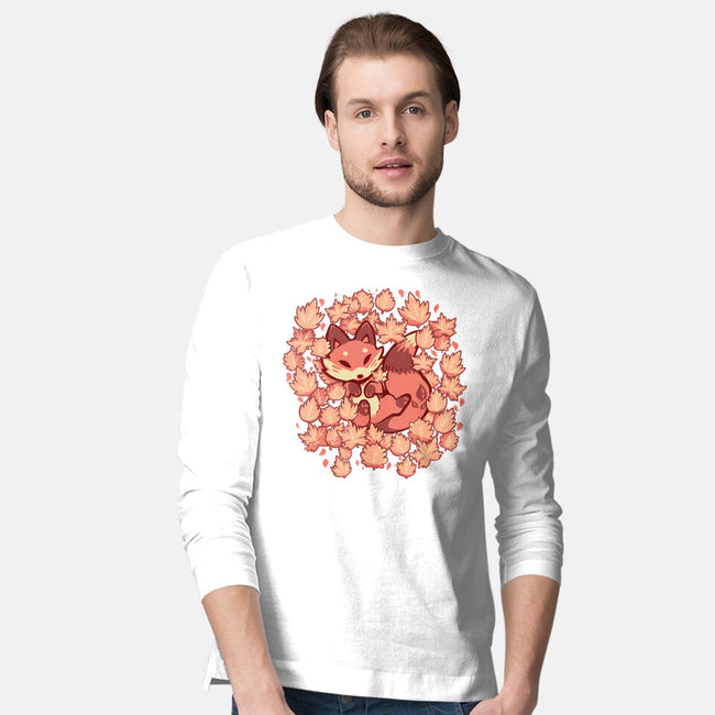 Autumn Leaf Fox-Mens-Long Sleeved-Tee-TechraNova