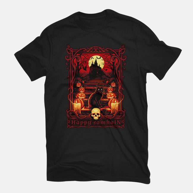 Happy Samhain-Womens-Fitted-Tee-daobiwan