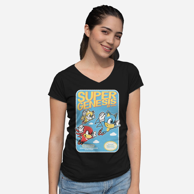 Super Genesis Bros-Womens-V-Neck-Tee-naomori