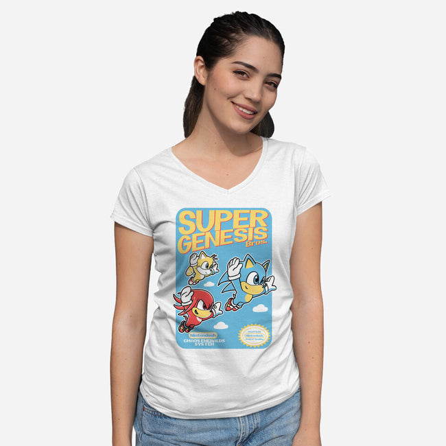 Super Genesis Bros-Womens-V-Neck-Tee-naomori