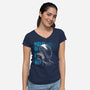 No One Can Hear You Laugh-Womens-V-Neck-Tee-kharmazero