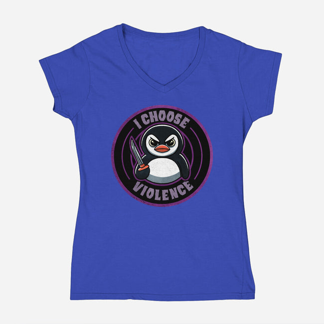 Violent Penguin-Womens-V-Neck-Tee-fanfreak1