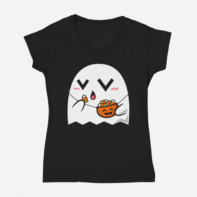 Kawaii Ghost-Womens-V-Neck-Tee-krisren28