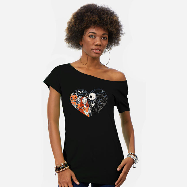 Jack And Sally-Womens-Off Shoulder-Tee-yumie