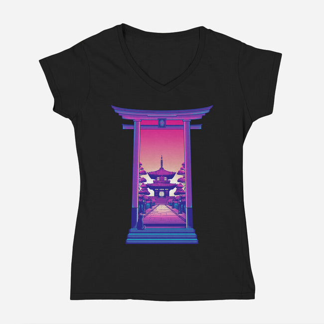 Magic Door-Womens-V-Neck-Tee-sebasebi