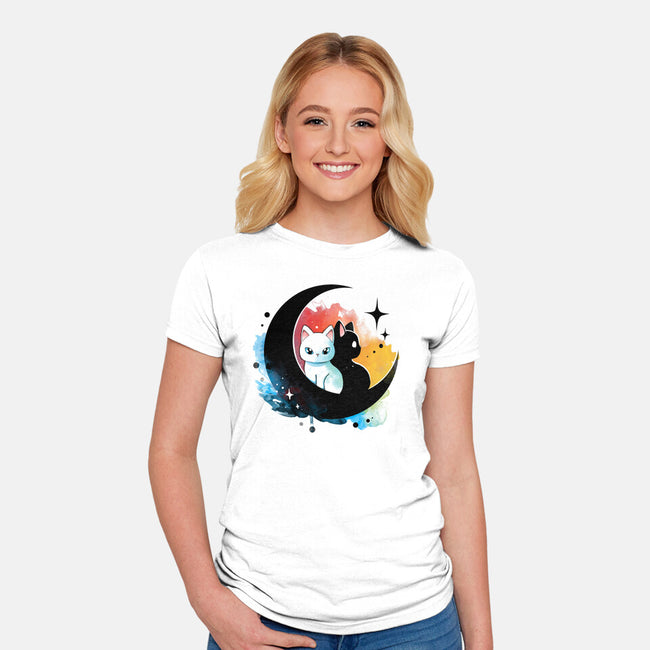 Moon Color Kittens-Womens-Fitted-Tee-Vallina84